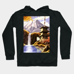 Japan Tower Waterfall Painting Hoodie